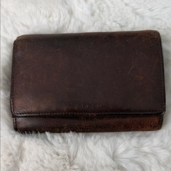 Vintage Y2K Coach Mahogany Brown Leather Billfold Wallet - Picture 1 of 17
